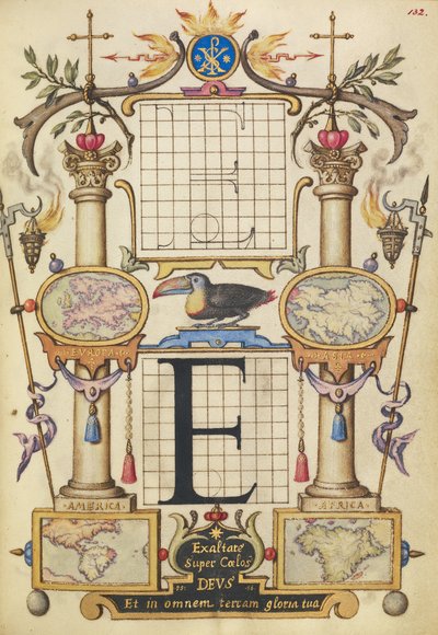 Anleitung zum Konstruieren des Buchstabens E von Joris Hoefnagel